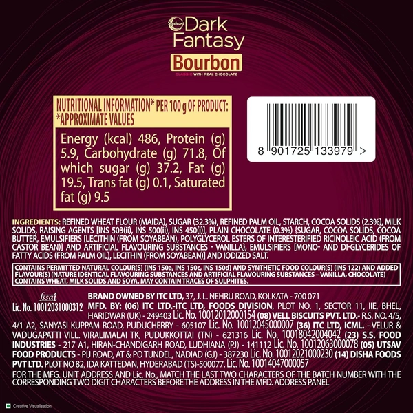 Sunfeast Dark Fantasy Bourbon, Classic Biscuit,108g - 108g, Sunfest