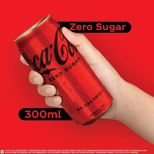 Coca-Cola Zero Sugar, Coke Zero-Diet Coke, No Calories Soft Drink Can, 300 Ml - Cola  - 300 ml