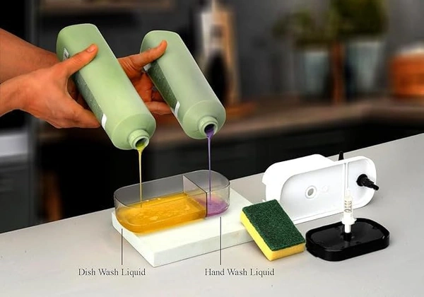 3 in 1 Kitchen Dishwash and Handwash Dispenser - 10L x 5W x 15H Centimeters