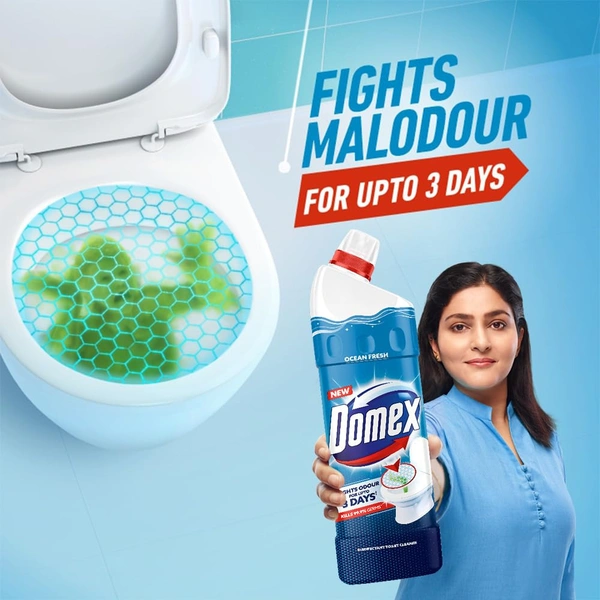 Domex Fresh Guard Disinfectant Toilet Cleaner Liquid|| Ocean Fresh|| 1 L| Freshness for 100 Flushes  - 1 L, Domex