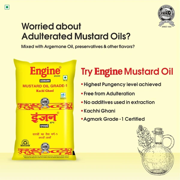 Engine Brand Kachi Ghani Mustard Oil - 1 Litre - 1 L, Engine