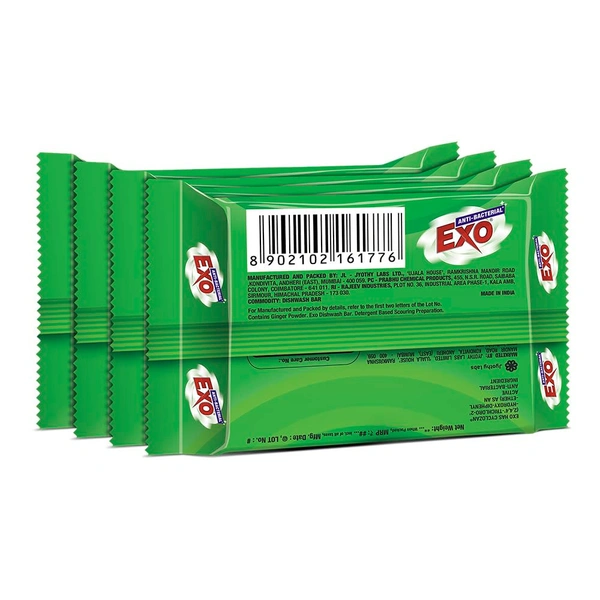 Exo Dishwash Bar, 480gm - 120 gm X 3 + 1 Bar Free - 480g