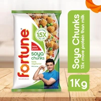 Fortune Soya Chunks, 15x more protein than milk, 1kg - 1kg, Fortune