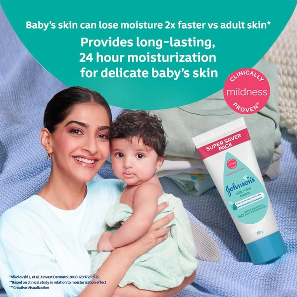 Johnson's Milk + Rice Cream 200gm - 200 gm, Johnson's