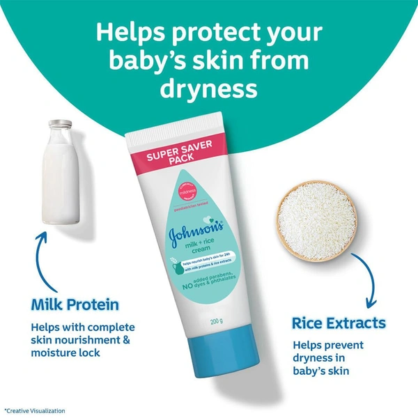 Johnson's Milk + Rice Cream 200gm - 200 gm, Johnson's