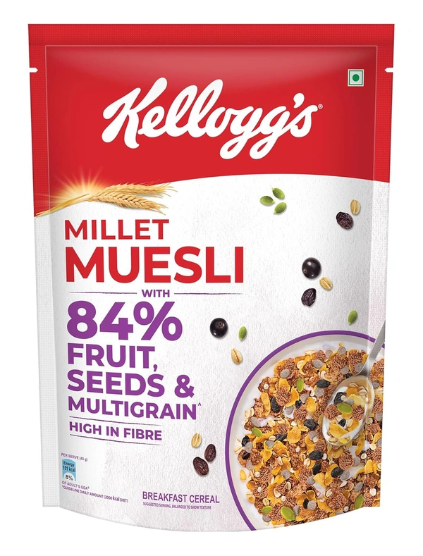 Kellogg's Millet Muesli with 84% Fruit, Seed & Multigrain 500g - 500g, Kellogg's