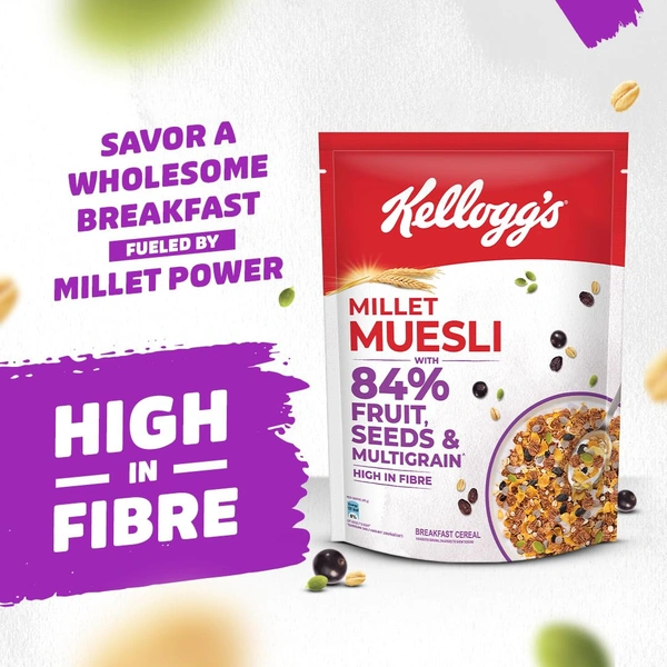 Kellogg's Millet Muesli with 84% Fruit, Seed & Multigrain 500g - 500g, Kellogg's