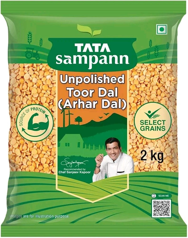 Tata Sampann Toor/ Arhar Daal 2kg - Tata Sampann, 2Kg