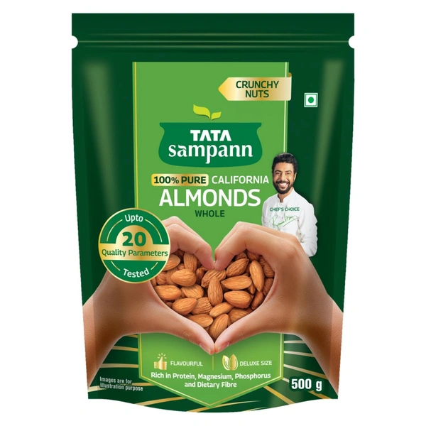 Tata Sampann Pure California Almonds/Badam Whole, 500g - 500g