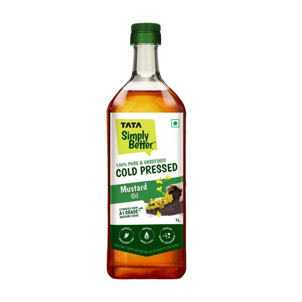 Tata Simply Better Pure & Unrefined Cold Pressed Mustard Oil,Naturally Cholesterol Free, 1L - 1Ltr, Tata