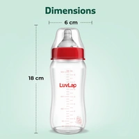 Luvlap Glass Feeding Bottle - 250ml - 250 ml, Luvlap