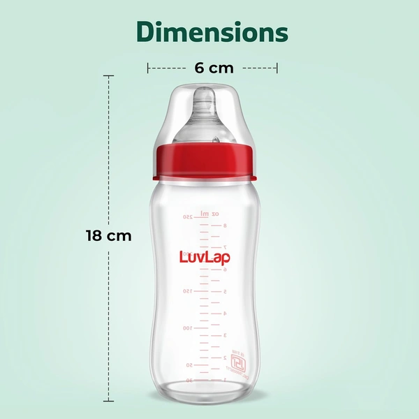 Luvlap Glass Feeding Bottle - 250ml - 250 ml, Luvlap