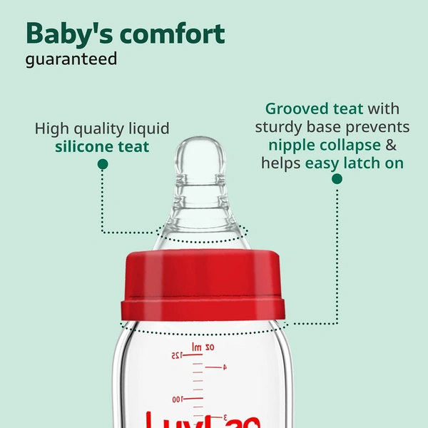 Luvlap Glass Feeding Bottle - 250ml - 250 ml, Luvlap