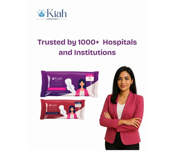 Kiah Comfort Sanitary Pads for Women - XL (280mm) - 6 Pads - XL(280mm), 6 Pads In 1 Pack