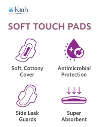 Kiah Comfort Sanitary Pads for Women - XL (280mm) - 6 Pads - XL(280mm), 6 Pads In 1 Pack