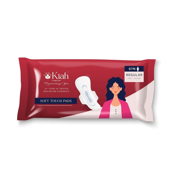 Kiah Comfort Sanitary Pads for Women - 240mm Regular - (7 Pads) - Regular (240mm), 7 Pads In 1 Pack