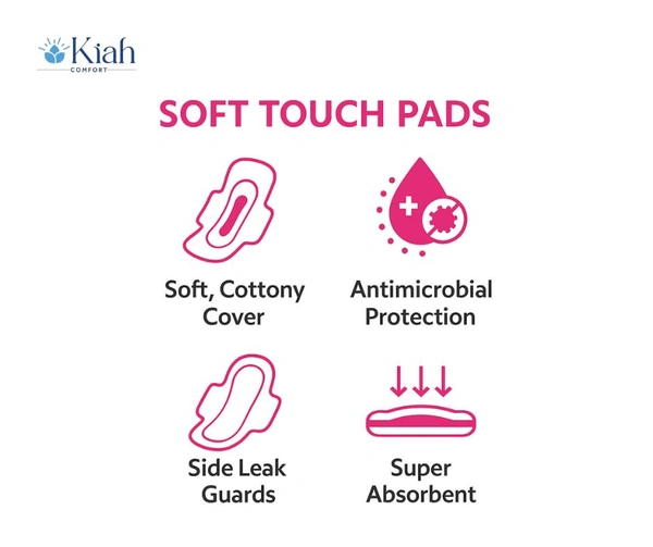 Kiah Comfort Sanitary Pads for Women - 240mm Regular - (7 Pads) - Regular (240mm), 7 Pads In 1 Pack