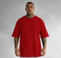 Men's Cotton Blend Oversize T-Shirt - L, Red