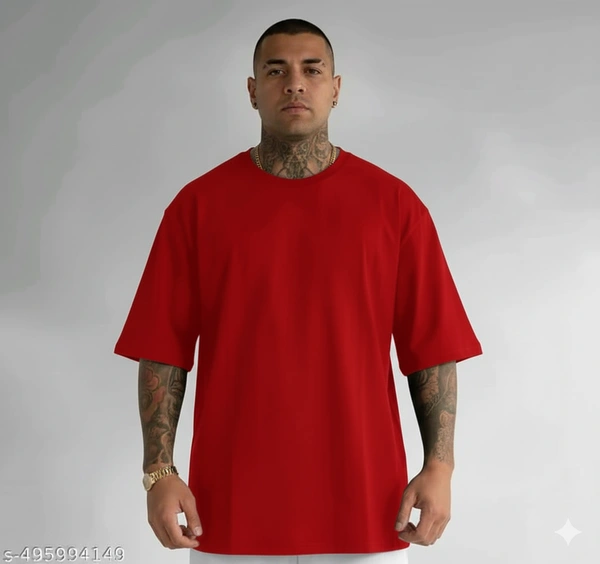 Men's Cotton Blend Oversize T-Shirt - L, Red