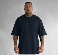 Men's Cotton Blend Oversize T-Shirt - L, Blue