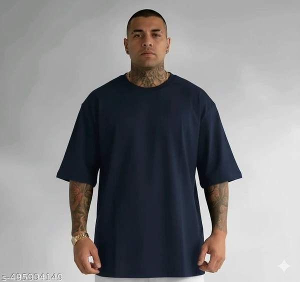 Men's Cotton Blend Oversize T-Shirt - L, Blue