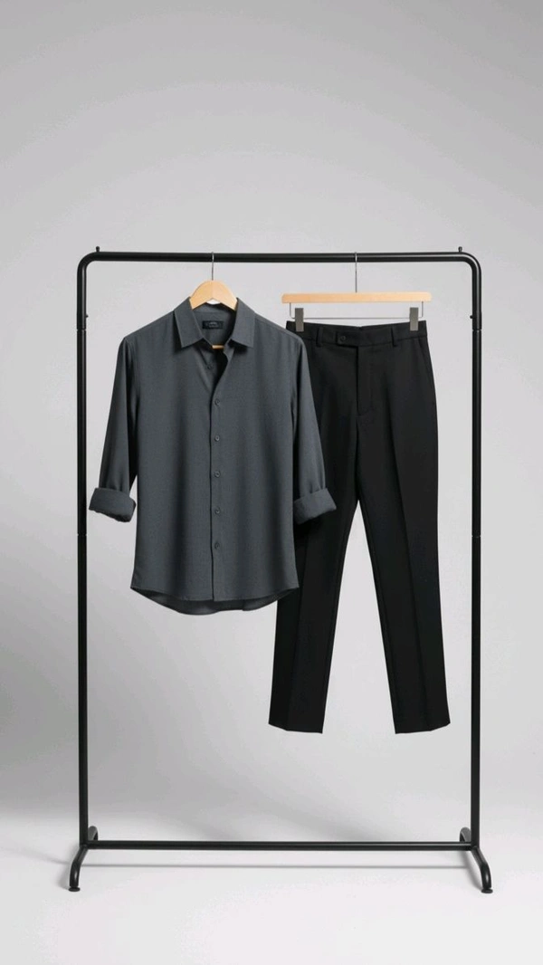 Classic Combo Formal Shirt And Pant - 26, S, Grey And Black