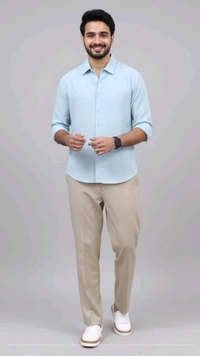 Asthetic Combo Formal Shirt And Pant - 26, M, Sky Blue And Cream