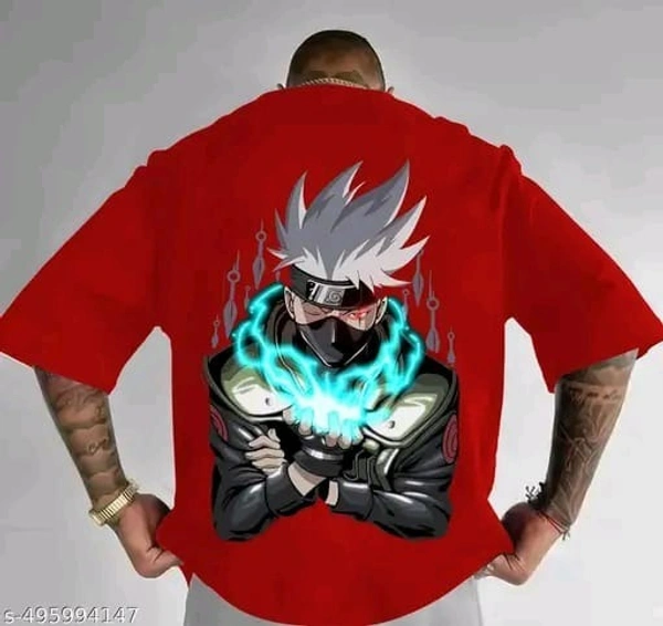 Men's Cotton Blend Oversize T-Shirt - L, Red