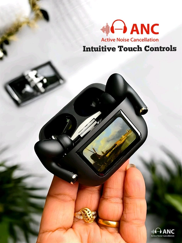 AirPods_ Pro 2 Matte Black With Active Noise Cancellation & Touch LCD Display (Premium) - Black