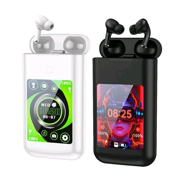 TF20 Carrying Treasure Ear Earbuds Touch Screen With Power Bank 8000 mAh - White