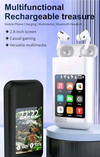 TF20 Carrying Treasure Ear Earbuds Touch Screen With Power Bank 8000 mAh - White