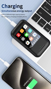 TF20 Carrying Treasure Ear Earbuds Touch Screen With Power Bank 8000 mAh - White