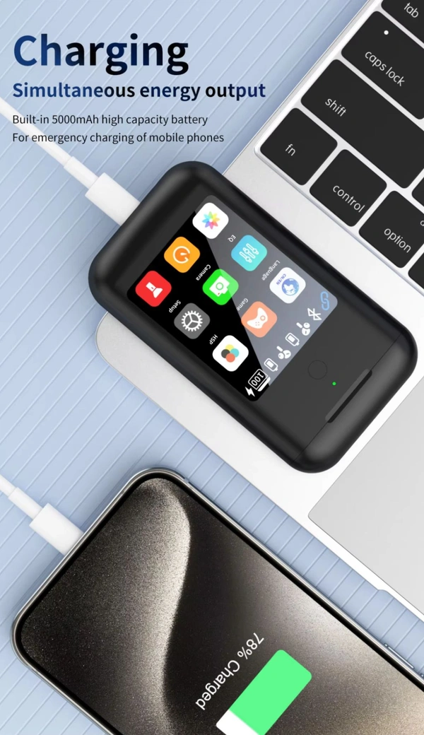 TF20 Carrying Treasure Ear Earbuds Touch Screen With Power Bank 8000 mAh - White