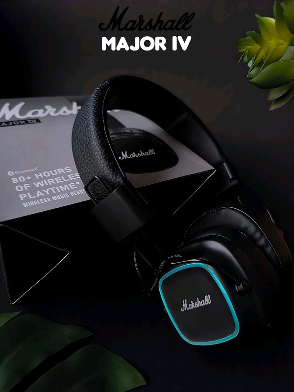 Marshall_ Major 4 Retro Wireless Led Headphones – Deep Bass, Over-Ear Comfort, Wired & Wireless Connectivity, Long Battery Life (Pack of 1) - Black