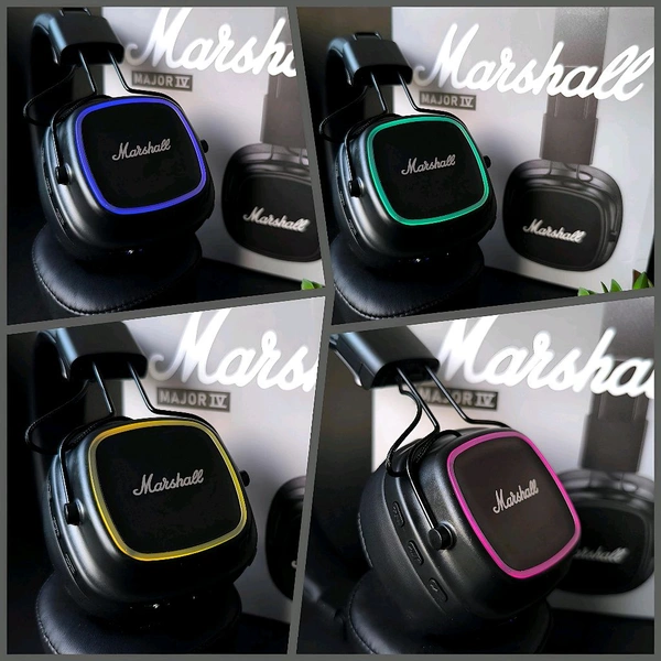 Marshall_ Major 4 Retro Wireless Led Headphones – Deep Bass, Over-Ear Comfort, Wired & Wireless Connectivity, Long Battery Life (Pack of 1) - Black