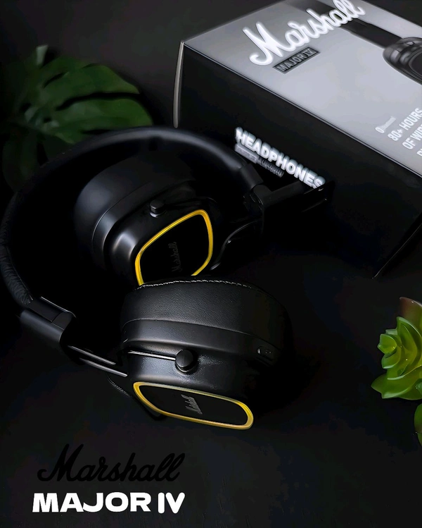 Marshall_ Major 4 Retro Wireless Led Headphones – Deep Bass, Over-Ear Comfort, Wired & Wireless Connectivity, Long Battery Life (Pack of 1) - Black