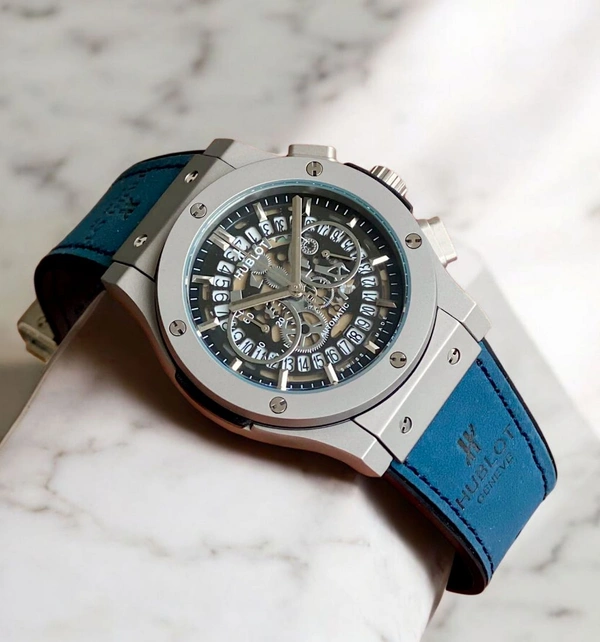 Hublot_ Big bang Chronograph Suede Leather Mens Watch - Blue