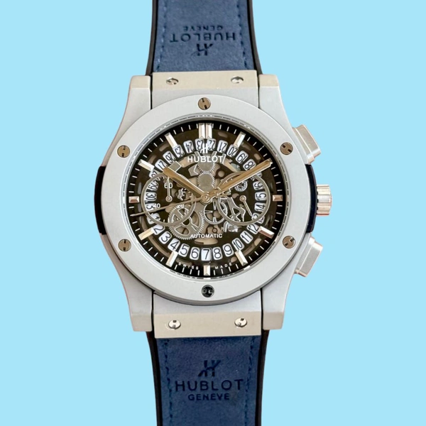 Hublot_ Big bang Chronograph Suede Leather Mens Watch - Blue