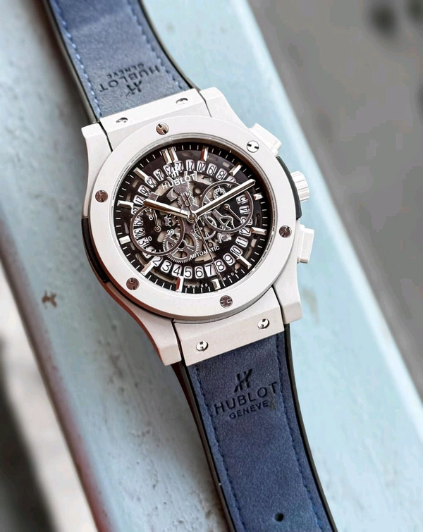 Hublot_ Big bang Chronograph Suede Leather Mens Watch - Blue