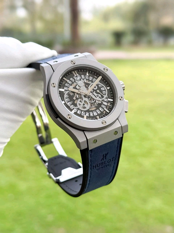 Hublot_ Big bang Chronograph Suede Leather Mens Watch - Blue