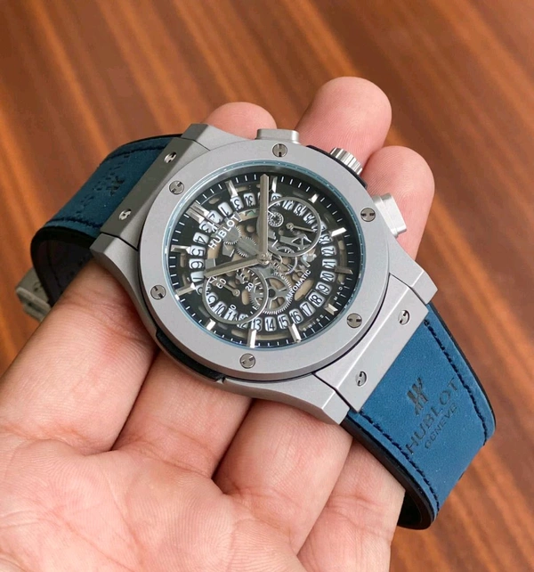 Hublot_ Big bang Chronograph Suede Leather Mens Watch - Blue
