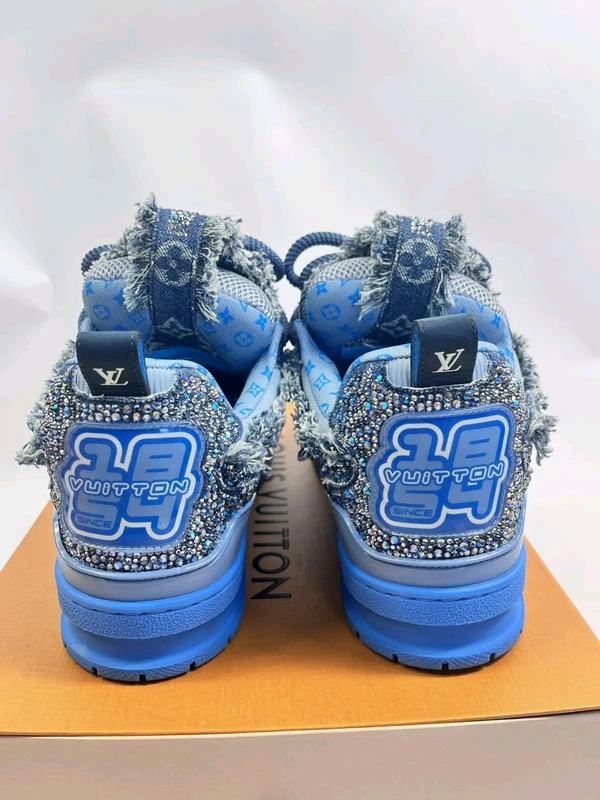 Louis_ Vuitton_ Skate Trainer Diamond Denim Blue Shoes For Men - Blue, EURO 41-45