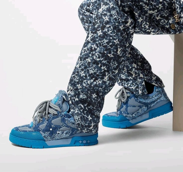 Louis_ Vuitton_ Skate Trainer Diamond Denim Blue Shoes For Men - Blue, EURO 41-45