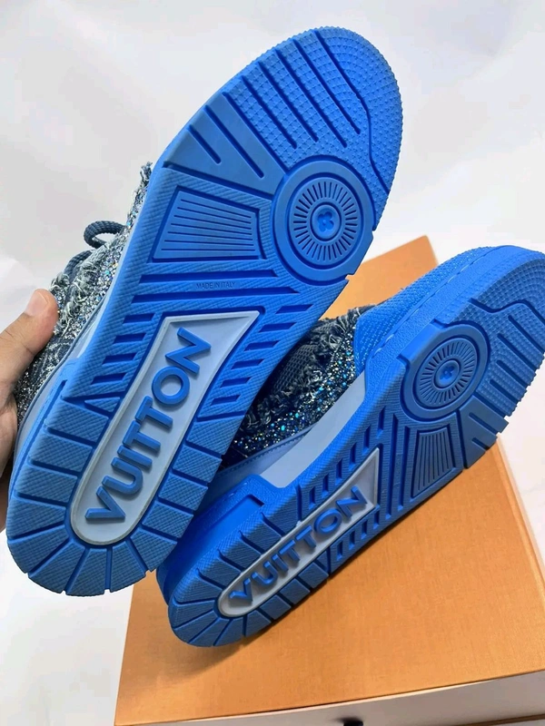 Louis_ Vuitton_ Skate Trainer Diamond Denim Blue Shoes For Men - Blue, 41