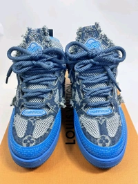 Louis_ Vuitton_ Skate Trainer Diamond Denim Blue Shoes For Men - Blue, 41