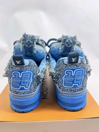 Louis_ Vuitton_ Skate Trainer Diamond Denim Blue Shoes For Men - Blue, 43