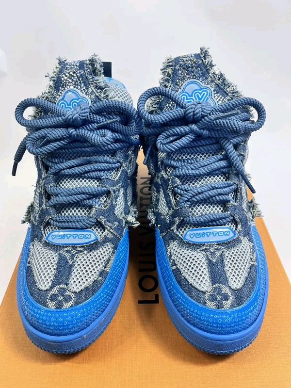 Louis_ Vuitton_ Skate Trainer Diamond Denim Blue Shoes For Men - Blue, 44