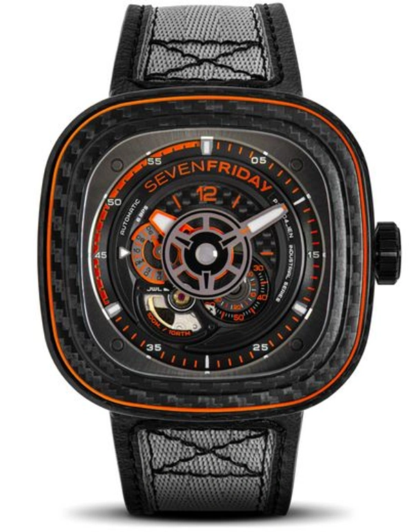 SevenFriday_ P3C/09 Orange Carbon Watch For Men - Orange