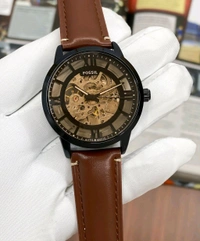 Fossil_ ME3098 Townsman Automatic Dark Brown Leather Watch For Men - Brown