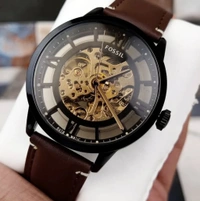 Fossil_ ME3098 Townsman Automatic Dark Brown Leather Watch For Men - Brown